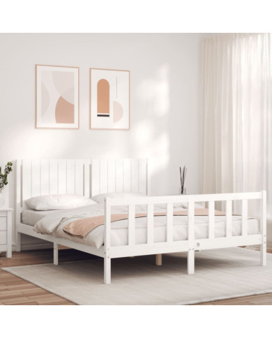 Cadre de lit sans matelas blanc 160x200 cm bois de pin massif | Mobilier & Déco