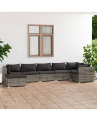 Salon de jardin 7 pcs avec coussins Résine tressée Gris | Mobilier & Déco