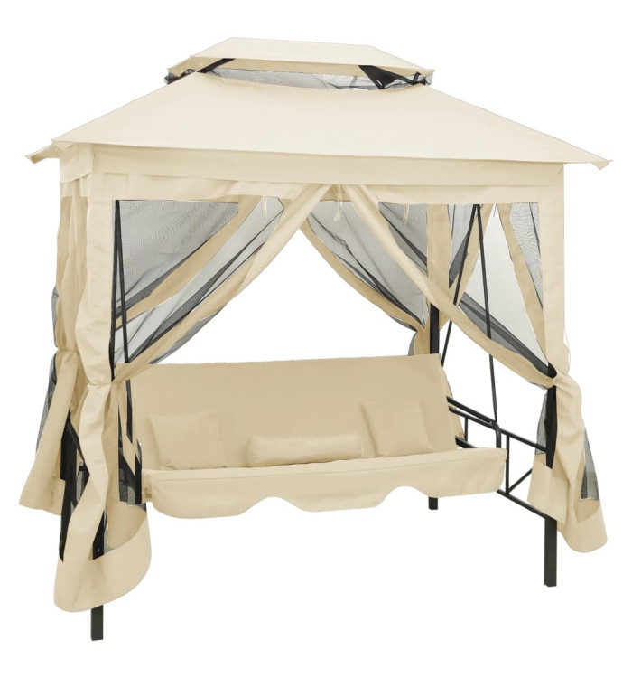 Belvédère convertible en balancelle Blanc crème | Mobilier & Déco