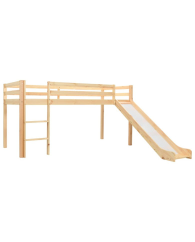 Lit mezzanine d'enfants toboggan et échelle bois pin 97x208 cm | Mobilier & Déco