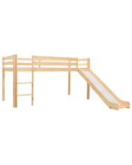 Lit mezzanine d'enfants toboggan et échelle bois pin 97x208 cm | Mobilier & Déco