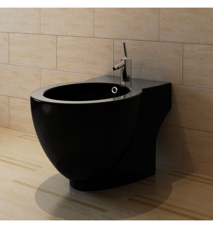 Bidet rond à poser en céramique sanitaire noir | Mobilier & Déco