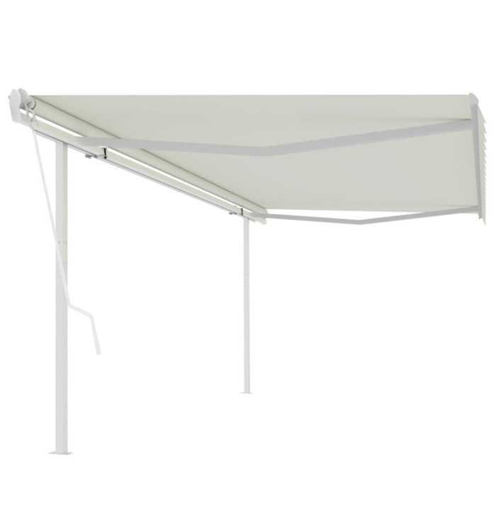Auvent rétractable automatique avec poteaux 5x3 m Crème | Mobilier & Déco