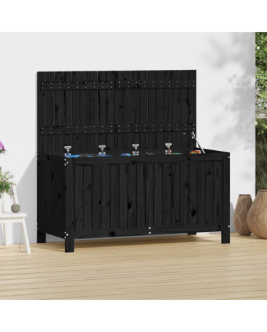 Boîte de rangement de jardin Noir 121x55x64 cm Bois massif pin | Mobilier & Déco