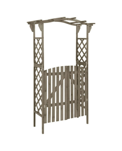 Pergola avec portail 116x40x204 cm Gris Bois de sapin massif | Mobilier & Déco