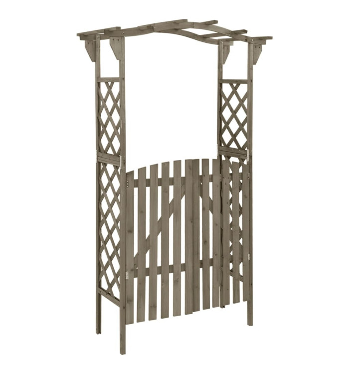 Pergola avec portail 116x40x204 cm Gris Bois de sapin massif | Mobilier & Déco