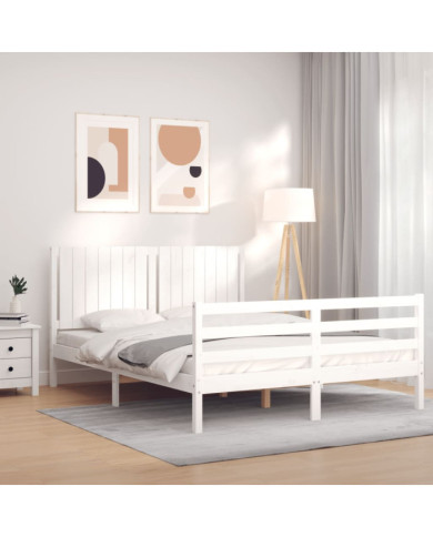 Cadre de lit sans matelas blanc 160x200 cm bois massif | Mobilier & Déco