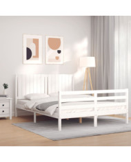 Cadre de lit sans matelas blanc 160x200 cm bois massif | Mobilier & Déco
