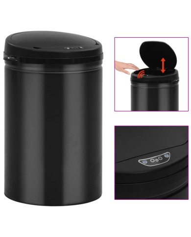 Poubelle à capteur automatique 30 L Acier au carbone Noir | Mobilier & Déco