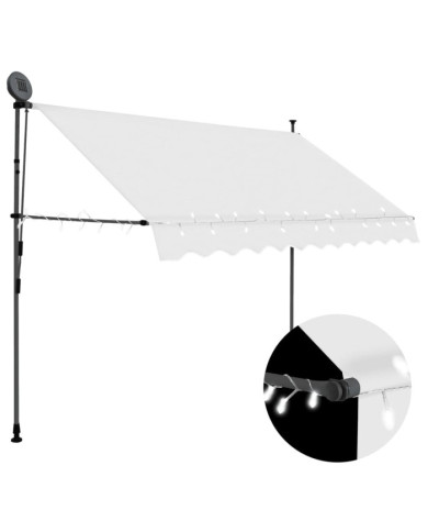 Auvent manuel rétractable avec LED 250 cm Crème | Mobilier & Déco