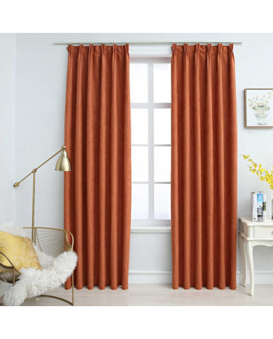 Rideaux occultants avec crochets 2 pcs Rouille 140x225 cm | Mobilier & Déco