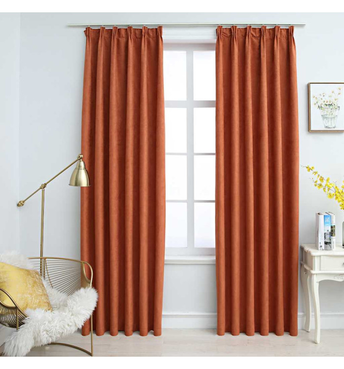 Rideaux occultants avec crochets 2 pcs Rouille 140x225 cm | Mobilier & Déco