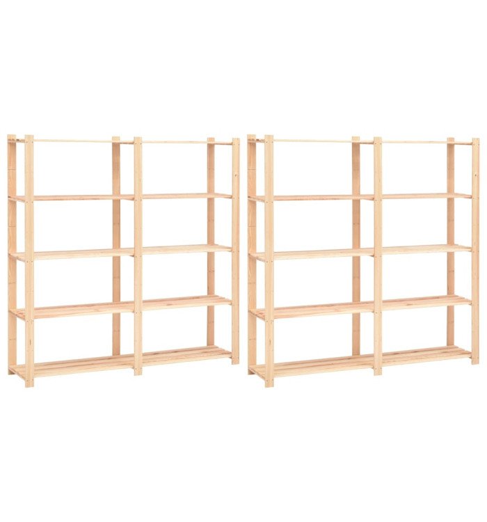 Étagères de rangement à 5 niveaux 2pcs 170x38x170 cm Pin 500 kg | Mobilier & Déco