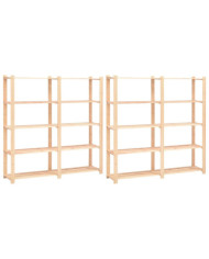 Étagères de rangement à 5 niveaux 2pcs 170x38x170 cm Pin 500 kg | Mobilier & Déco