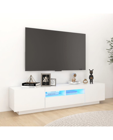 Meuble TV avec lumières LED Blanc 180x35x40 cm | Mobilier & Déco