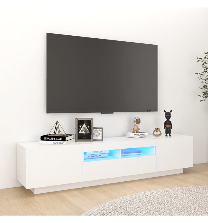 Meuble TV avec lumières LED Blanc 180x35x40 cm | Mobilier & Déco