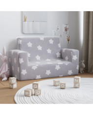 Canapé pour enfants à 2 places Gris clair étoiles Peluche douce | Mobilier & Déco