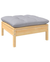 Repose-pied de jardin avec coussin gris Bois de pin massif | Mobilier & Déco