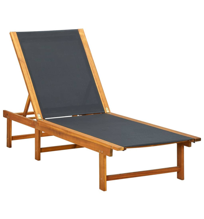 Chaise longue Bois d'acacia solide et textilène | Mobilier & Déco
