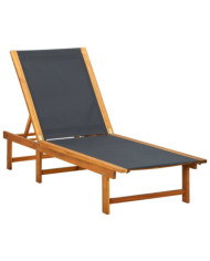 Chaise longue Bois d'acacia solide et textilène | Mobilier & Déco