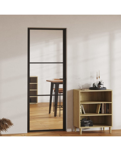 Porte intérieure Verre ESG et aluminium 76x201,5 cm Noir | Mobilier & Déco