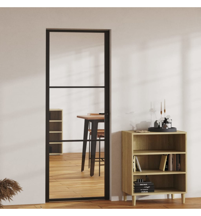 Porte intérieure Verre ESG et aluminium 76x201,5 cm Noir | Mobilier & Déco