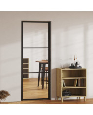 Porte intérieure Verre ESG et aluminium 76x201,5 cm Noir | Mobilier & Déco
