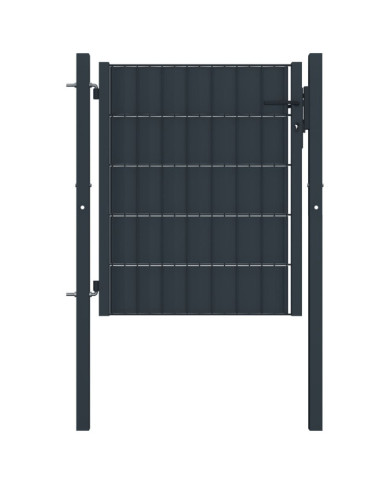 Portail de clôture PVC et acier 100x101 cm Anthracite | Mobilier & Déco