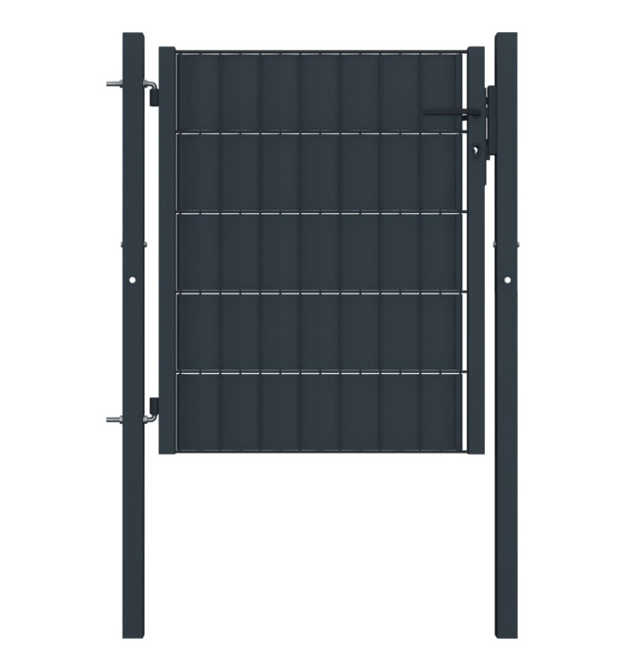 Portail de clôture PVC et acier 100x101 cm Anthracite | Mobilier & Déco