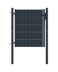 Portail de clôture PVC et acier 100x101 cm Anthracite | Mobilier & Déco