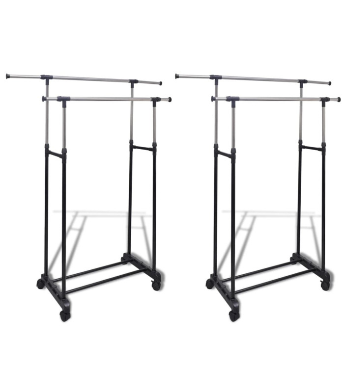 Porte-manteaux réglables 2 pcs 2 rails d'accrochage | Mobilier & Déco