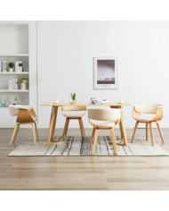 Chaises à manger lot de 4 crème bois courbé et similicuir | Mobilier & Déco