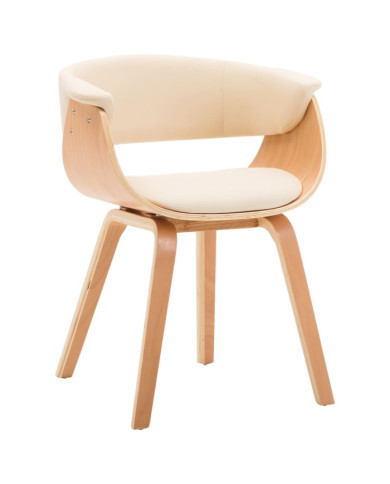 Chaise à manger crème bois courbé et similicuir | Mobilier & Déco
