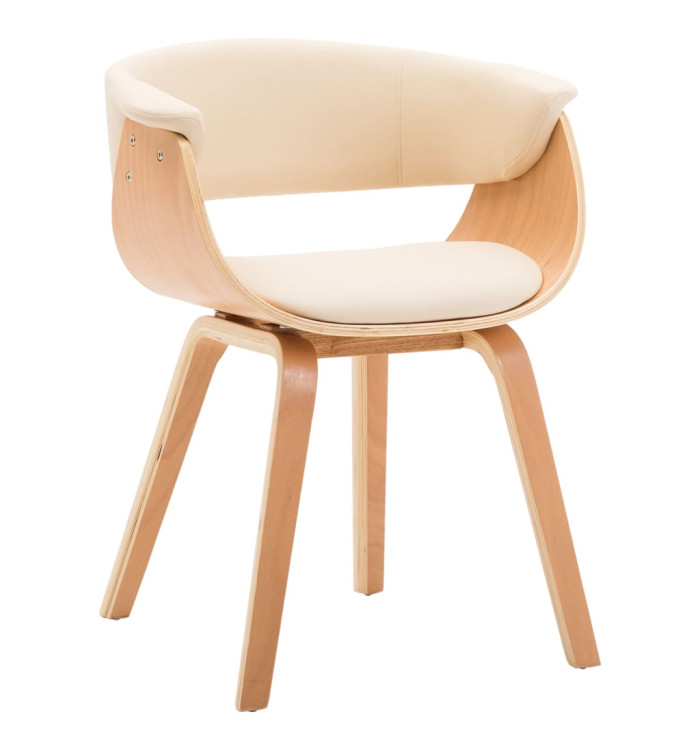 Chaise à manger crème bois courbé et similicuir | Mobilier & Déco