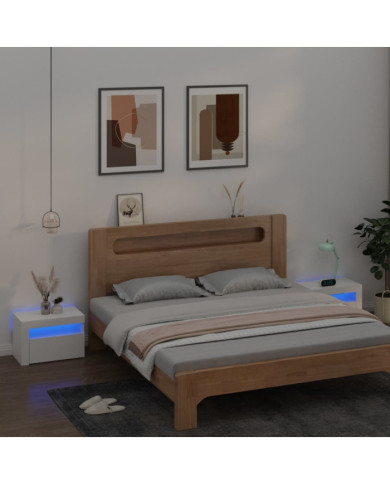 Tables de chevet 2 pcs avec LED Blanc 60x35x40 cm | Mobilier & Déco