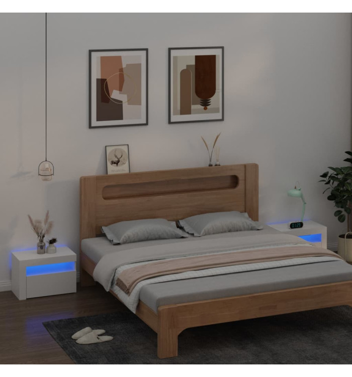 Tables de chevet 2 pcs avec LED Blanc 60x35x40 cm | Mobilier & Déco