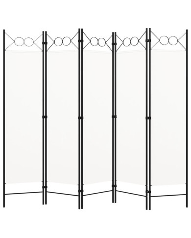 Cloison de séparation 5 panneaux Blanc 200x180 cm | Mobilier & Déco