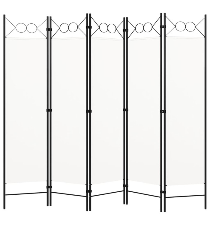 Cloison de séparation 5 panneaux Blanc 200x180 cm | Mobilier & Déco