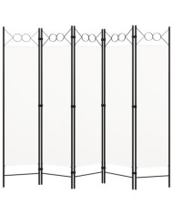 Cloison de séparation 5 panneaux Blanc 200x180 cm | Mobilier & Déco