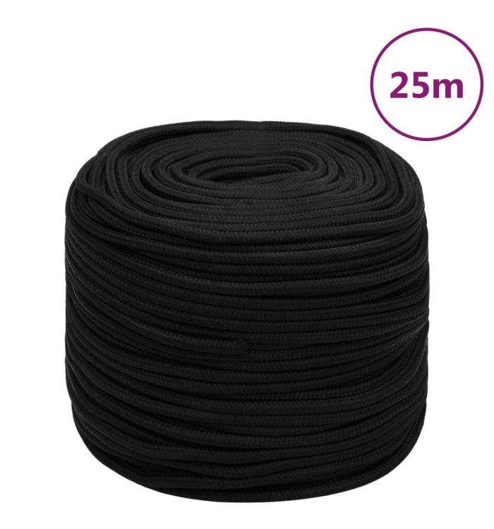 Corde de travail Noir 10 mm 25 m Polyester | Mobilier & Déco