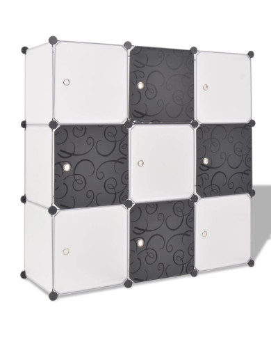 Organisateur de rangement cube avec 9 compartiments Noir/Blanc | Mobilier & Déco