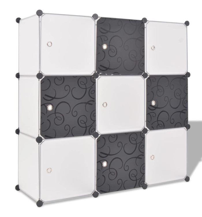 Organisateur de rangement cube avec 9 compartiments Noir/Blanc | Mobilier & Déco