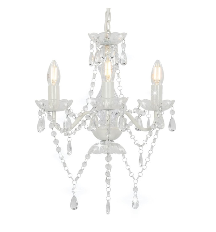 Lustre avec perles Blanc Rond 3 x E14 | Mobilier & Déco