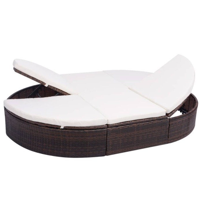 Lit de repos d'extérieur avec coussin Résine tressée Marron | Mobilier & Déco