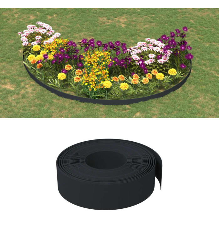 Bordures de jardin 2 pcs noir 10 m 15 cm polyéthylène | Mobilier & Déco