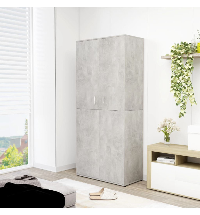 Armoire à chaussures Gris béton 80x39x178 cm Bois d'ingénierie | Mobilier & Déco