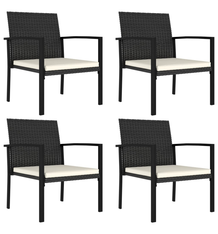 Chaises à manger de jardin lot de 4 Résine tressée Noir | Mobilier & Déco