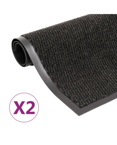 Paillassons rectangulaires 2 pcs 80 x 120 cm Noir | Mobilier & Déco
