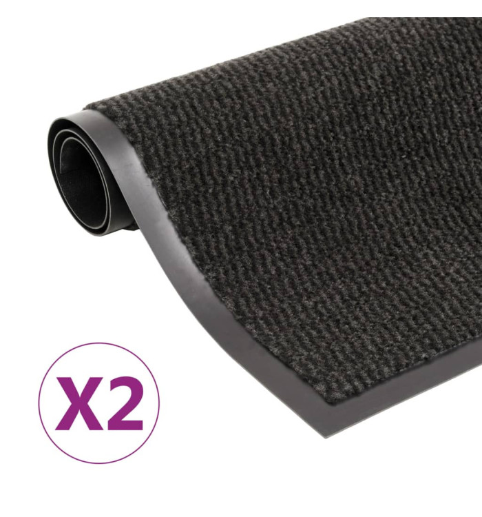Paillassons rectangulaires 2 pcs 80 x 120 cm Noir | Mobilier & Déco
