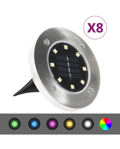 Lampes solaires de sol 8 pcs Lumières LED couleur RVB | Mobilier & Déco
